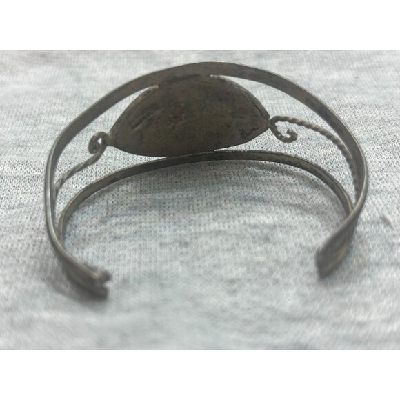 Vintage Bracelet Alpaca Mexico Silver Tone Abalone Shell Butterfly Small Onyx - Picture 4 of 7